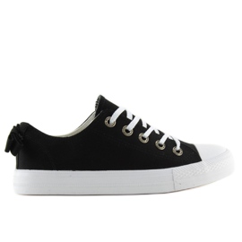 Trampki damskie z kokardką czarne 8935 Black