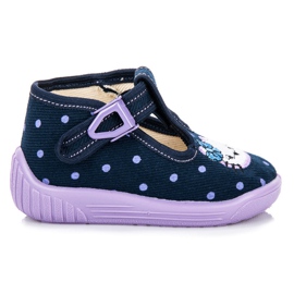 Reweks Kapcie dla dziewczynki niebieskie fioletowe
