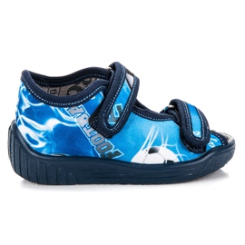 Reweks Niebieskie kapcie na rzepy