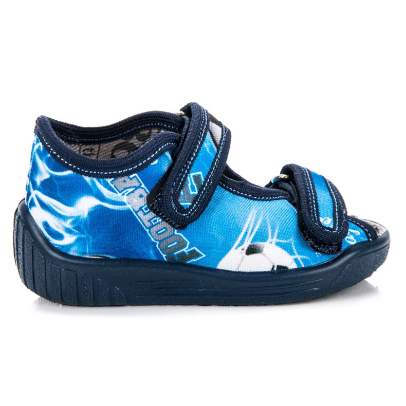 Reweks Niebieskie kapcie na rzepy