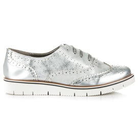 Kylie Srebrne półbuty na wiązanie szare