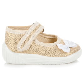 Reweks Złote buciki z kokardką złoty