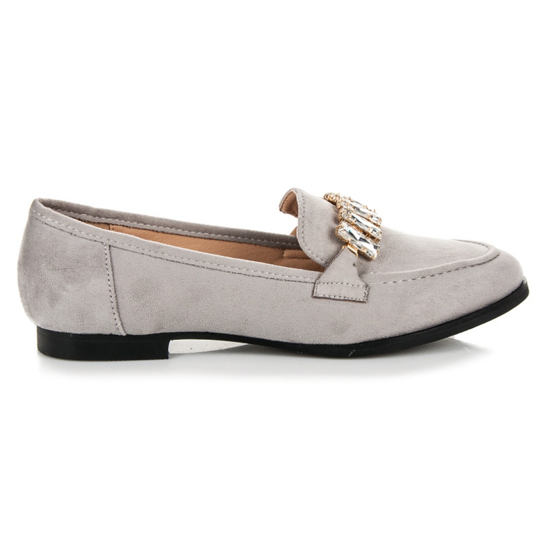 Vices Zamszowe półbuty z ozdobą szare