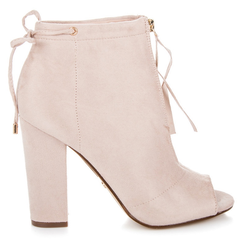 Seastar Botki na suwak open toe brązowe