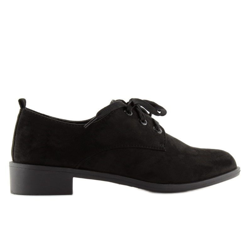 Mokasyny Damskie Sznurowane Czarne Nc138