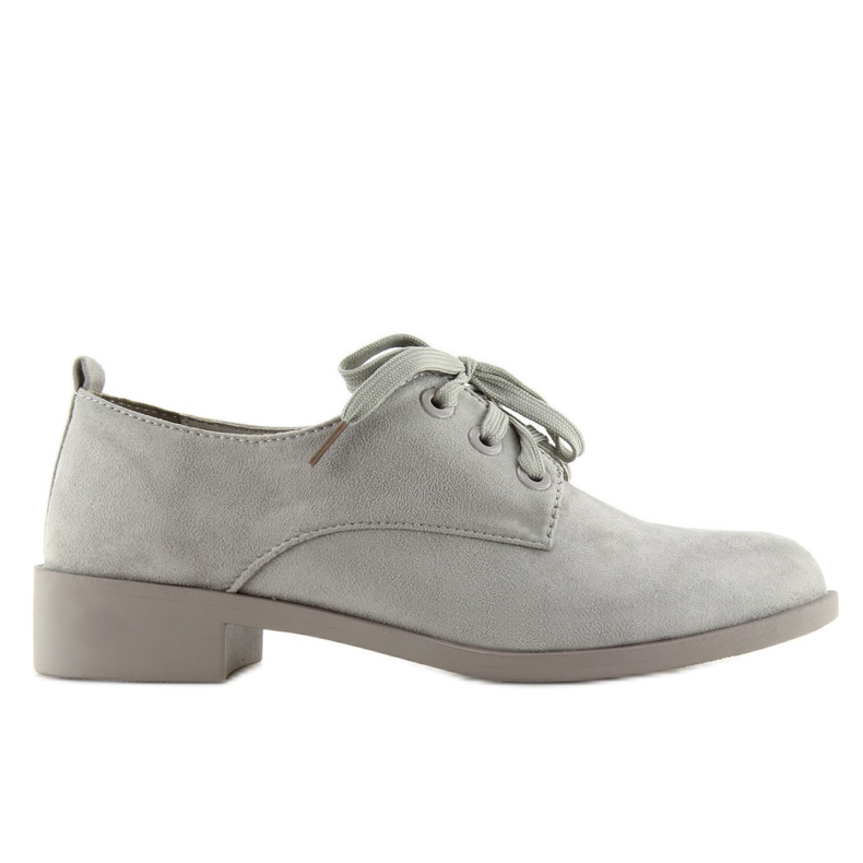 Mokasyny Damskie Sznurowane Szare Nc138 Grey