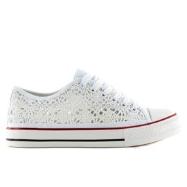 Koronkowe trampki damskie białe NB89P white