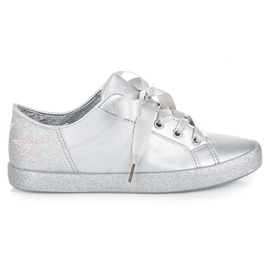 L&H Trampki Wiązane Wstążką szare