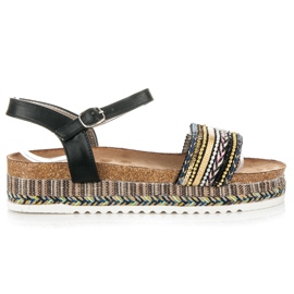 Kylie Płaskie sandały ze wzorem czarne