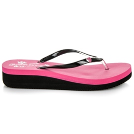 Mckeylor Różowe klapki na koturnie