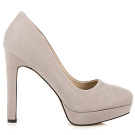 Vices Zamszowe szpilki na platformie szare