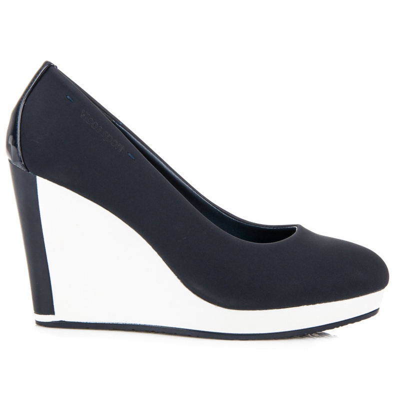 Vices Granatowe czółenka na koturnie niebieskie