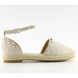 Espadryle z ćwiekami beżowe 99-26 beige beżowy