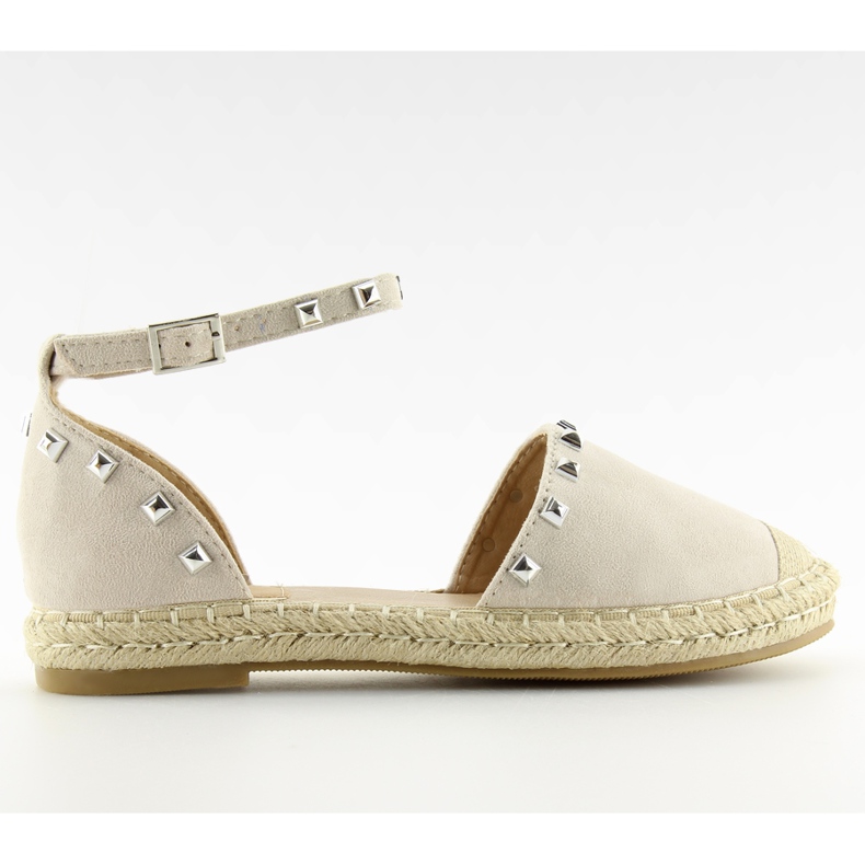 Espadryle z ćwiekami beżowe 99-26 beige beżowy