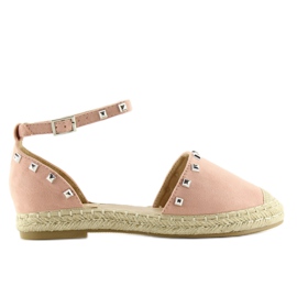 Espadryle z ćwiekami różowe 99-26 pink