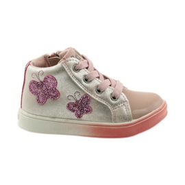 American Club Sportowe dziewczęce motylki American różowe szare