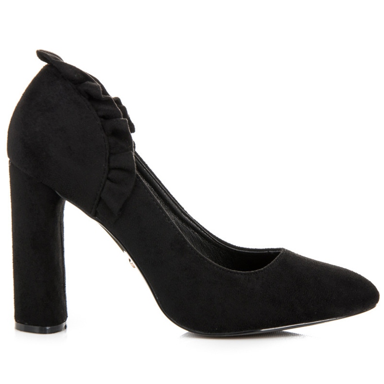 Seastar Czółenka na słupku z falbanką czarne