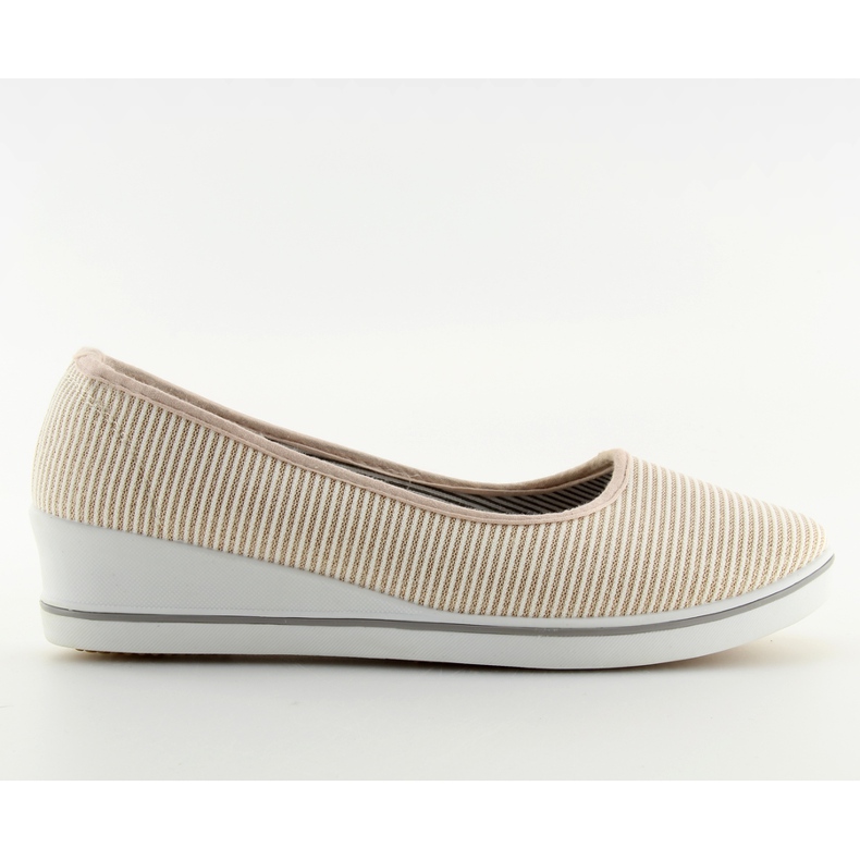 Baleriny na koturnie złote c21v Gold brązowe żółte