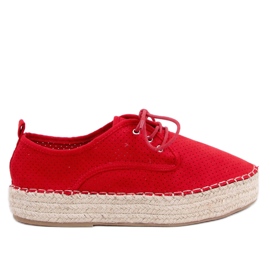 Espadryle damskie czerwone LL-118 Red