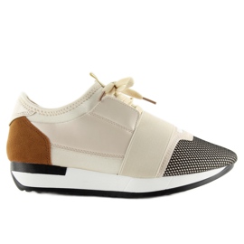 Buty Sportowe Beżowe 16-515 Beige wielokolorowe brązowe