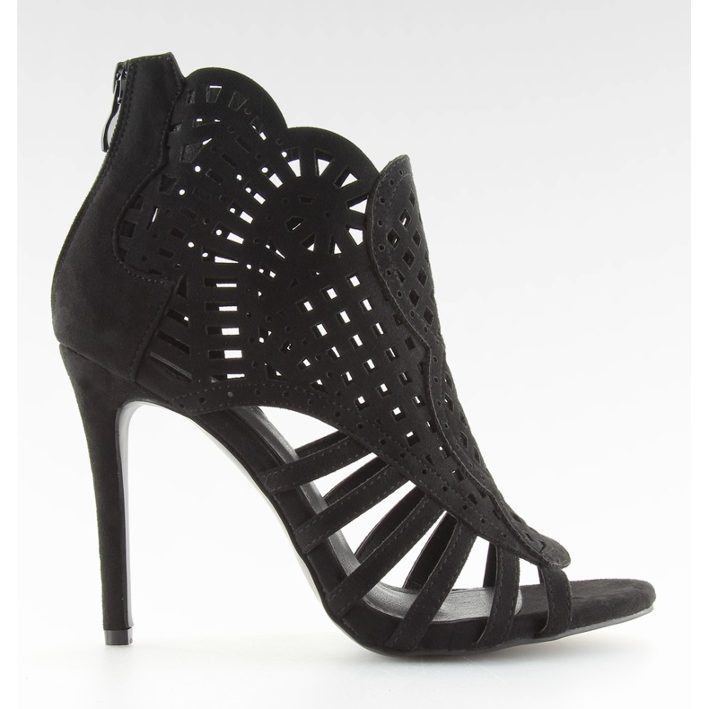 Botki ażurowe open toe czarne M286 Black