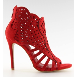 Botki ażurowe open toe czerwone M286 Red