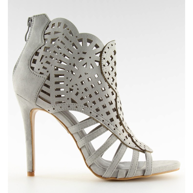 Botki ażurowe open toe szare M286 grey