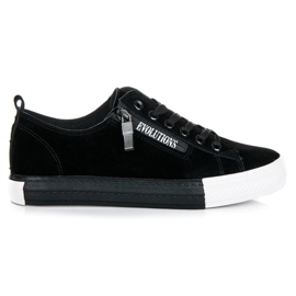 Zamszowe trampki na platformie czarne