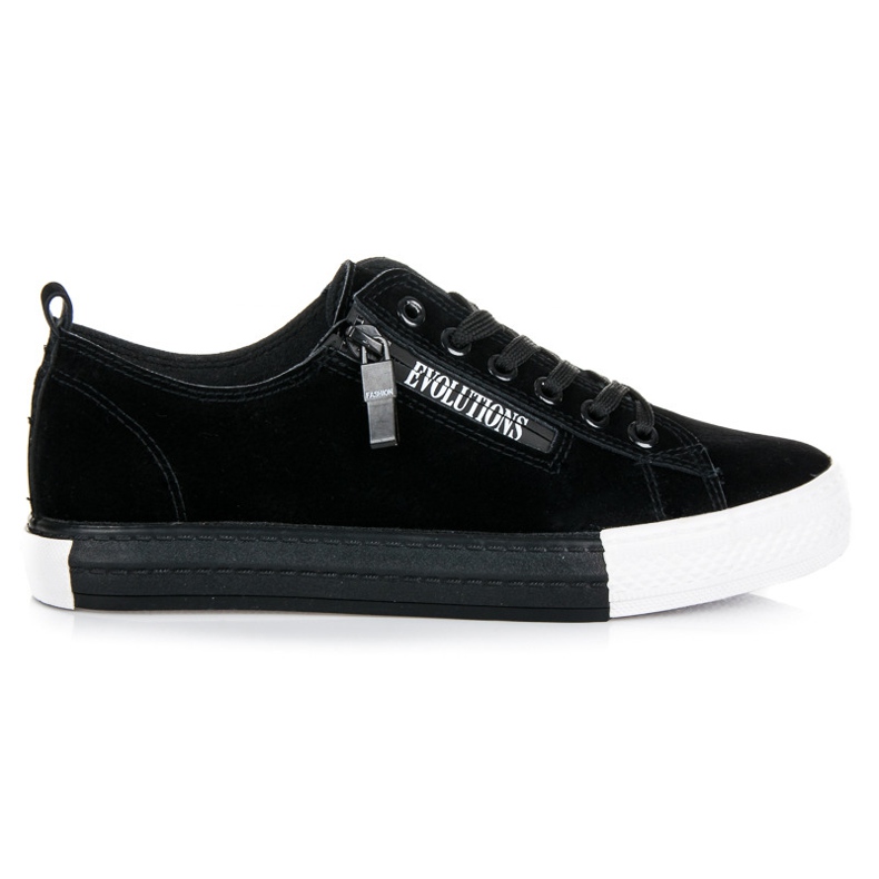 Zamszowe trampki na platformie czarne