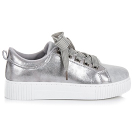 Sport Trampki Na Platformie Z Wiązaniem szare