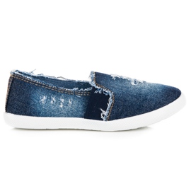 Bella Paris Jeansowe Trampki Slip On niebieskie