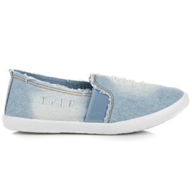 Bella Paris Jeansowe trampki slip on niebieskie