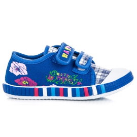 Hasby Dziewczęce Trampki W Kratkę niebieskie