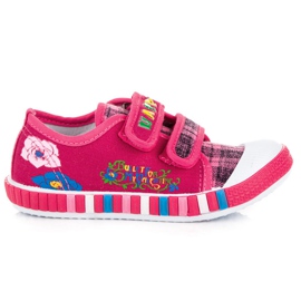 Hasby Dziewczęce trampki w kratkę różowe