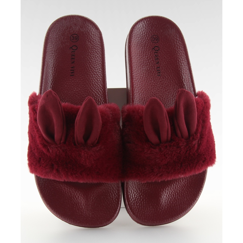 Klapki Z Futerkiem I Uszkami 58-2 Ii-Gat czerwone
