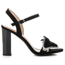 Kylie Sandały Na Słupku Boho czarne