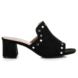 Kylie Zamszowe klapki na słupku czarne