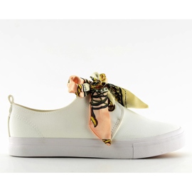 Trampki sznurowane wstążką białe white