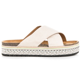 Seastar Zamszowe klapki na platformie brązowe