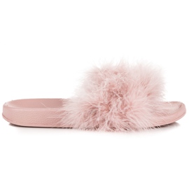 Klapki z futerkiem brązowe