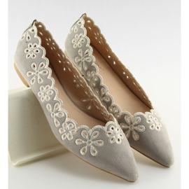 Baleriny Ażurowe Szare Lt99P Grey