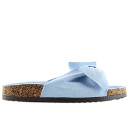 Klapki Damskie Na Korku Niebieskie Ck02