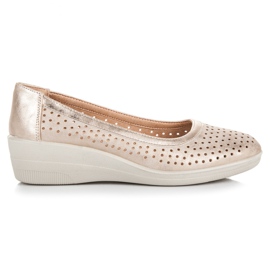 Kylie Ażurowe baleriny na koturnie żółte