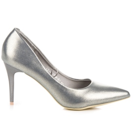 Vinceza Eleganckie perłowe szpilki szare