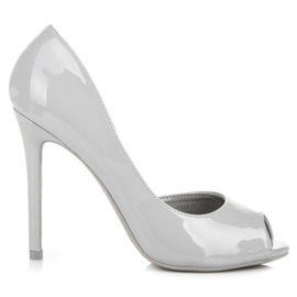 Seastar Lakierowane Szpilki Open Toe szare