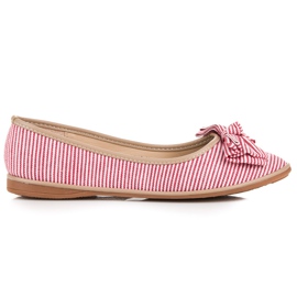 Seastar Prążkowane Baleriny Z Kokardką czerwone