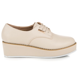 Wiązane półbuty na koturnie vices brązowe