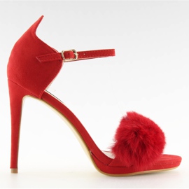 Sandałki na szpilce czerwone L6120 red