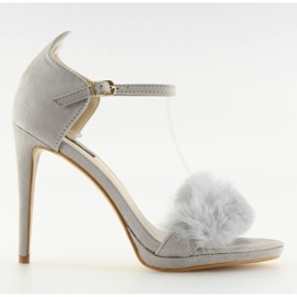 Sandałki na szpilce szare L6120 grey