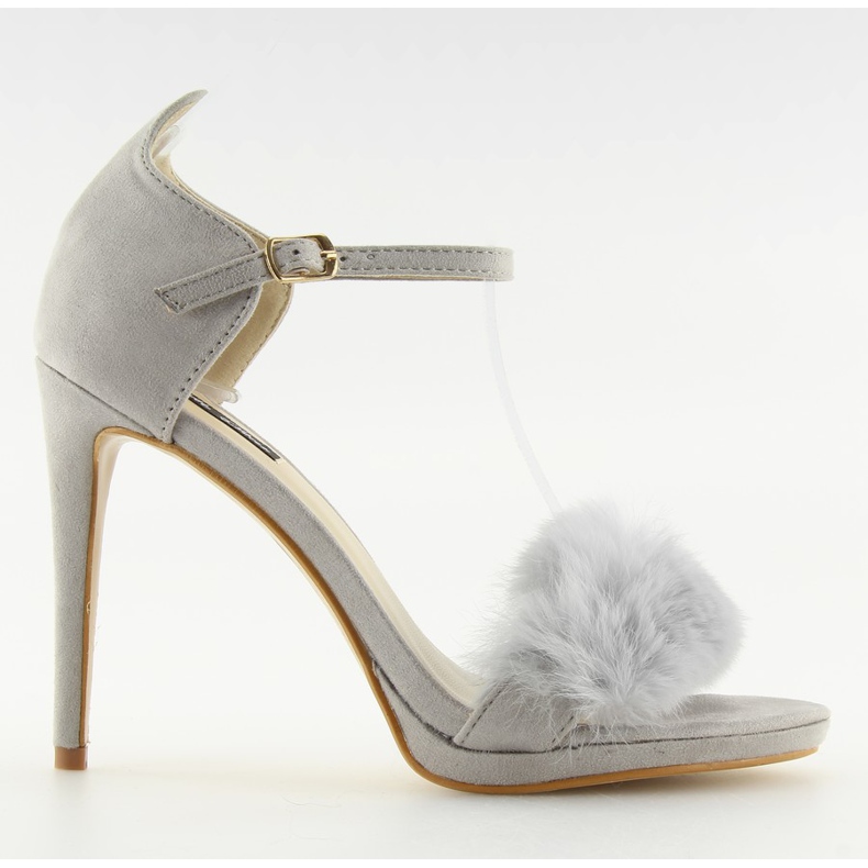 Sandałki na szpilce szare L6120 grey